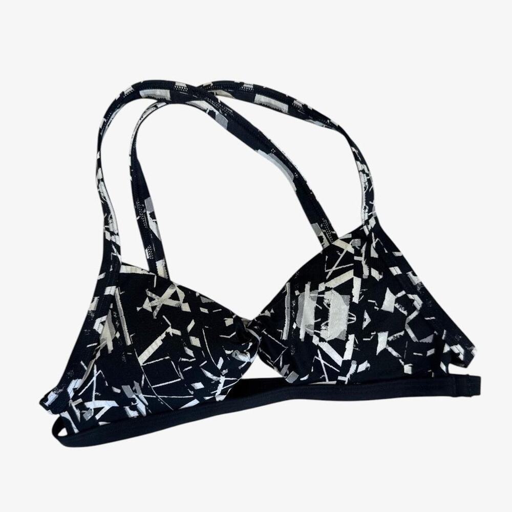 Abercrombie black white geometric bikini top size XS sporty